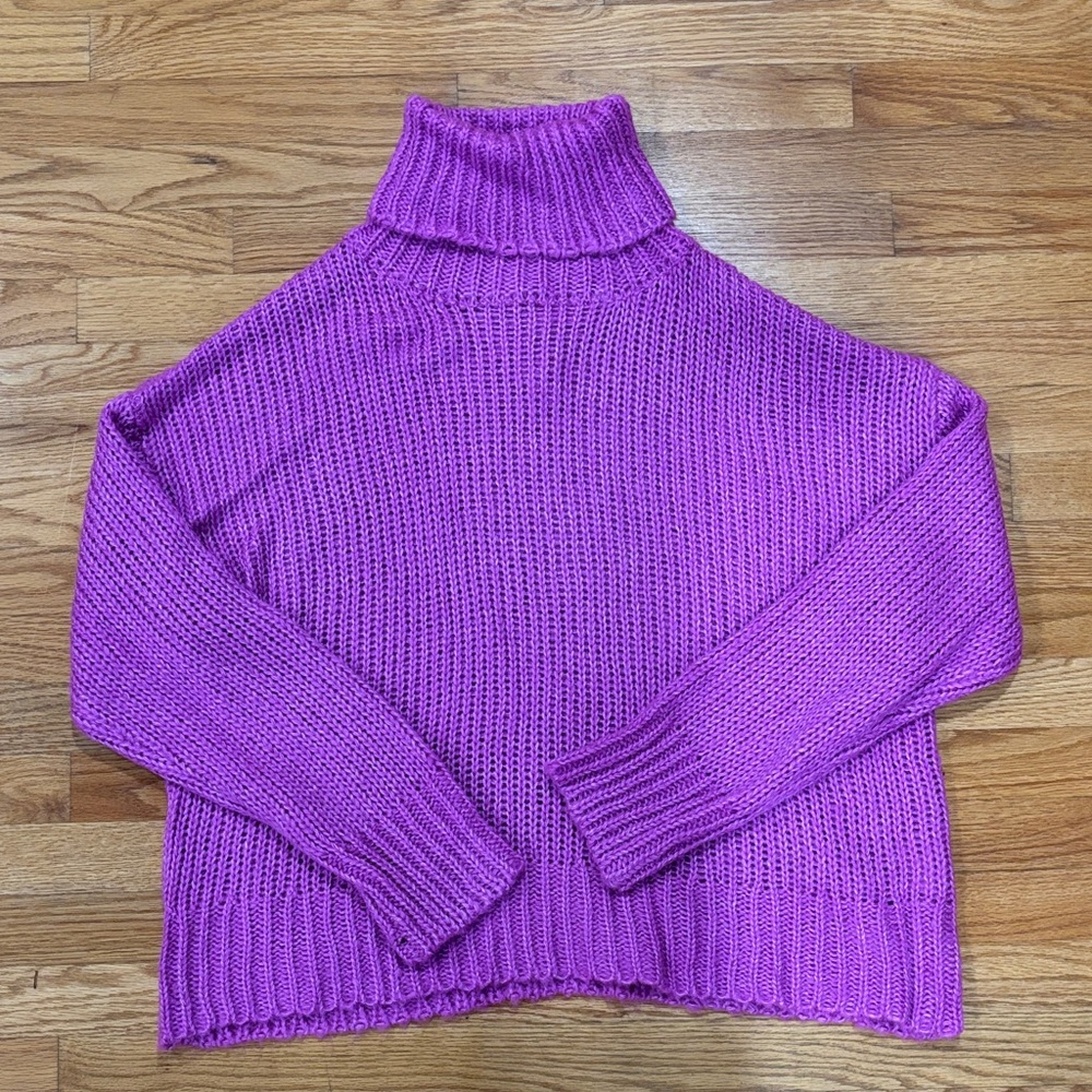 Pink Lily Vibrant Magenta Turtleneck Sweater